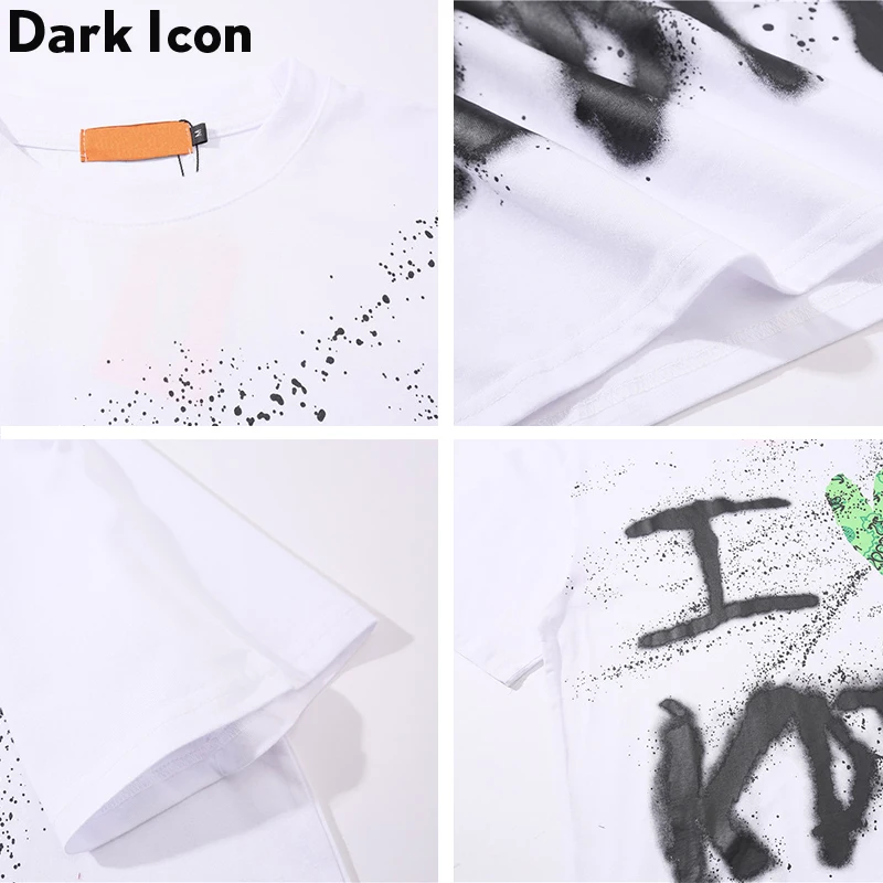 Dark Icon Hip Hop T Shirt Men 2020 Streetwear Harajuku Printed Tshirt Short Sleeve Cotton Hipste T-Shirt Loose Fashion Tops | Мужская