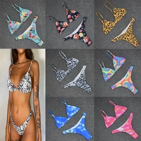 2021 summer women two piece swimwear sexy bikini set color tie dyed swimsuit leopard bathing suits beachwaer