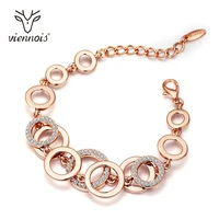 viennois korean style bubble bracelet for women rhinestones paved double layer circle bracelets charm fashion wedding jewelry