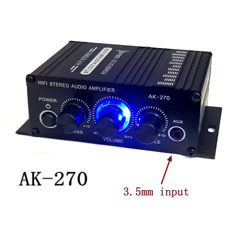 AK270 12V Mini HIFI Digital Stereo Audio Amplifier Karaoke Home Car Theater 2 Channel USB/SD AUX Input | Электроника