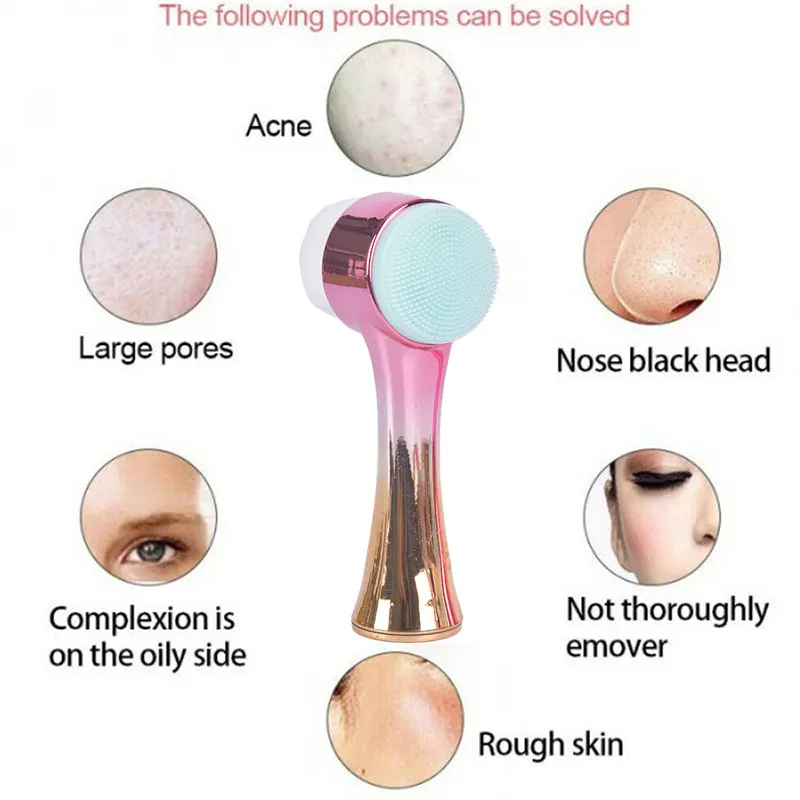 

2 In 1 Double-Sided Silicone Skin Care Tool Massage Spin Facial Cleanser Brush