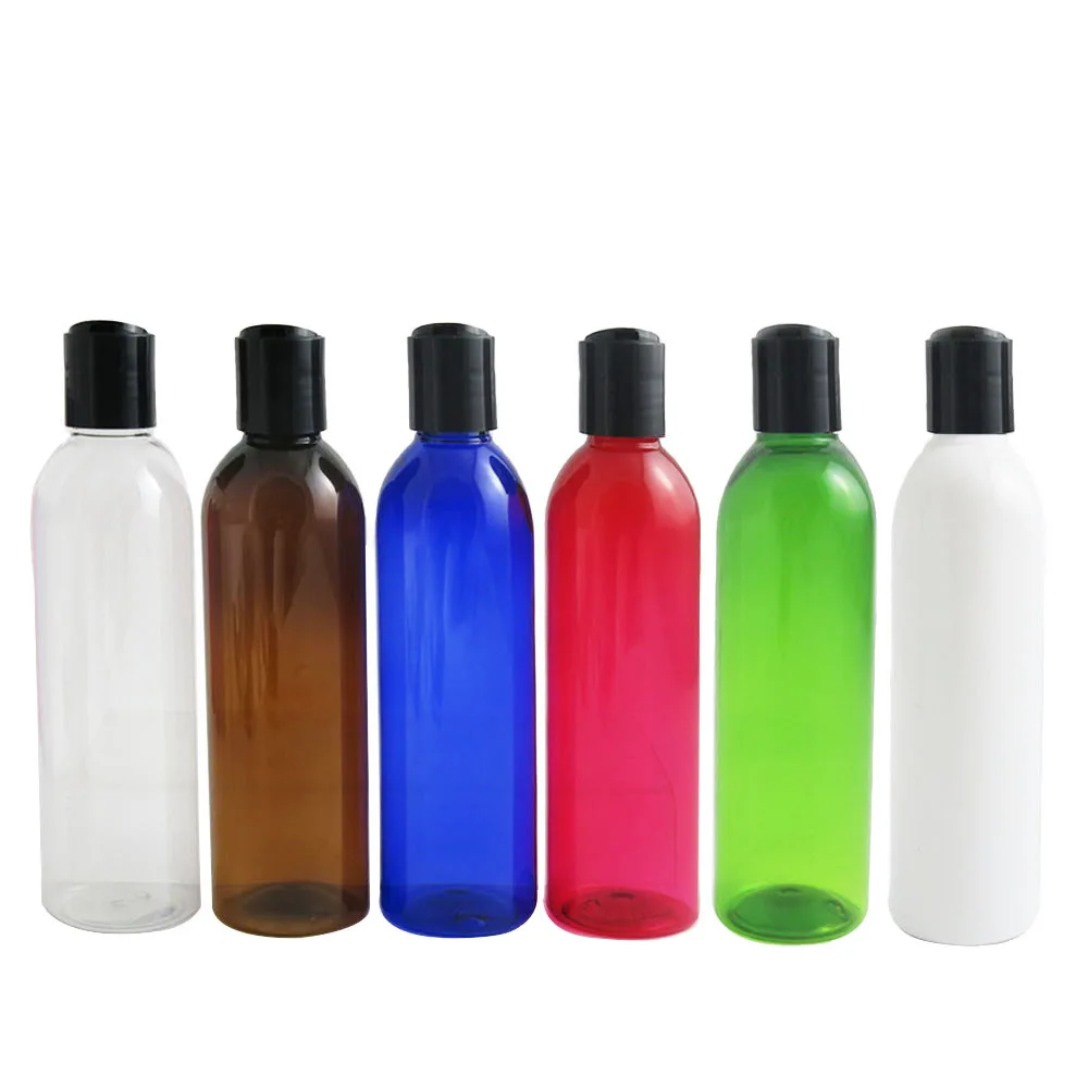 

30PCS 250ml Refillable Empty Clear Amber Blue Green White Red Plastic Bottle Cream Lotion Cosmetic Container with Disc Top cap