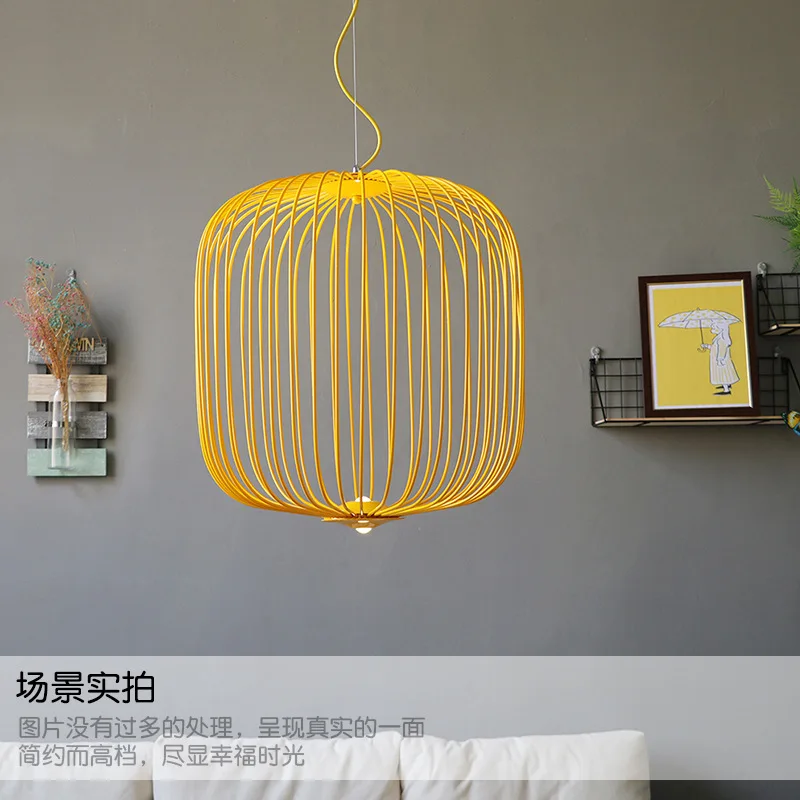 Koop Large Golden Birdcage Office Clothing Shop Hanging Lamp Living Dining Room Droplight Bar European-style Sphere Led Pendent Light