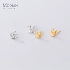 Женские маленькие серьги-гвоздики Modian, из стерлингового серебра 925 пробы с Прекрасная Корона, изящная бижутерия в Корейском стиле