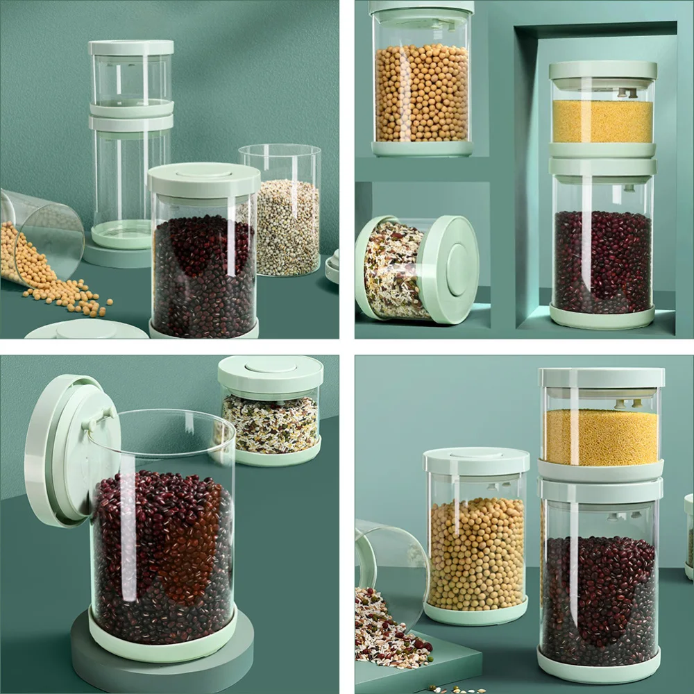 

1pc Household Sealing Can Grain Storage Container Dried Food Storage Can (Green)