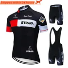 Мужская велосипедная команда STRAVA Pro, дышащий комплект одежды для велоспорта красного цвета с коротким рукавом, лето 2021