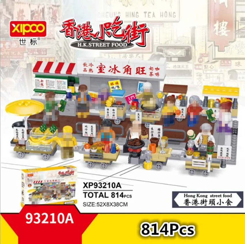 Кубики MOC DIY 93210/A фигурка вкусная еда Гонконг закуска городская улица развивающие