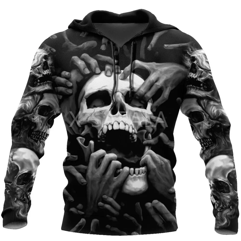 Capa de caveira preta 3d com capuz todos os impressos plus homens mulheres harajuku outwear zшар pulo moletom casual | Мужская одежда