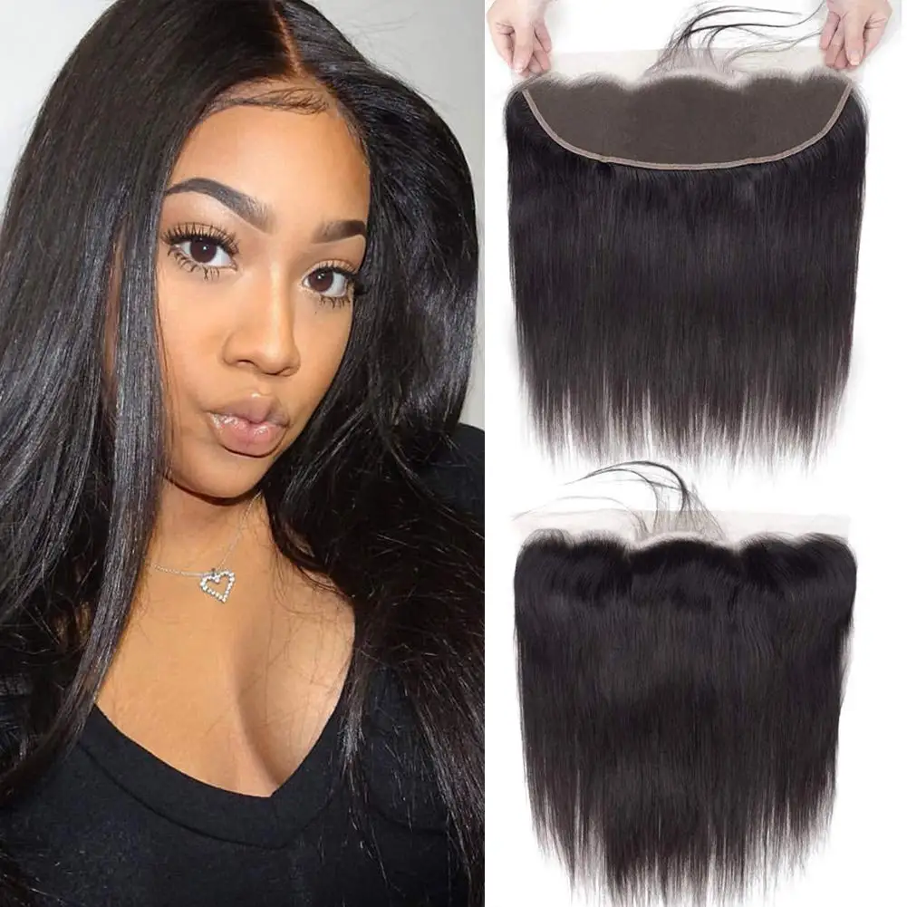 

Lace Frontal Brazilian Straight Human Hair Frontal 13x4 Ear to Ear Lace Frontal Closure Free Part With Baby Hair 100% Human Hair