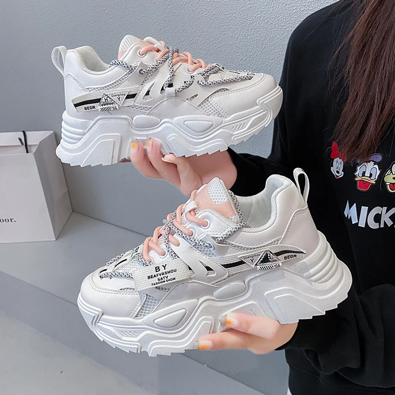 

Fashion Breathable Light Women Walking Shoes Lady Platform Korean Sneakers