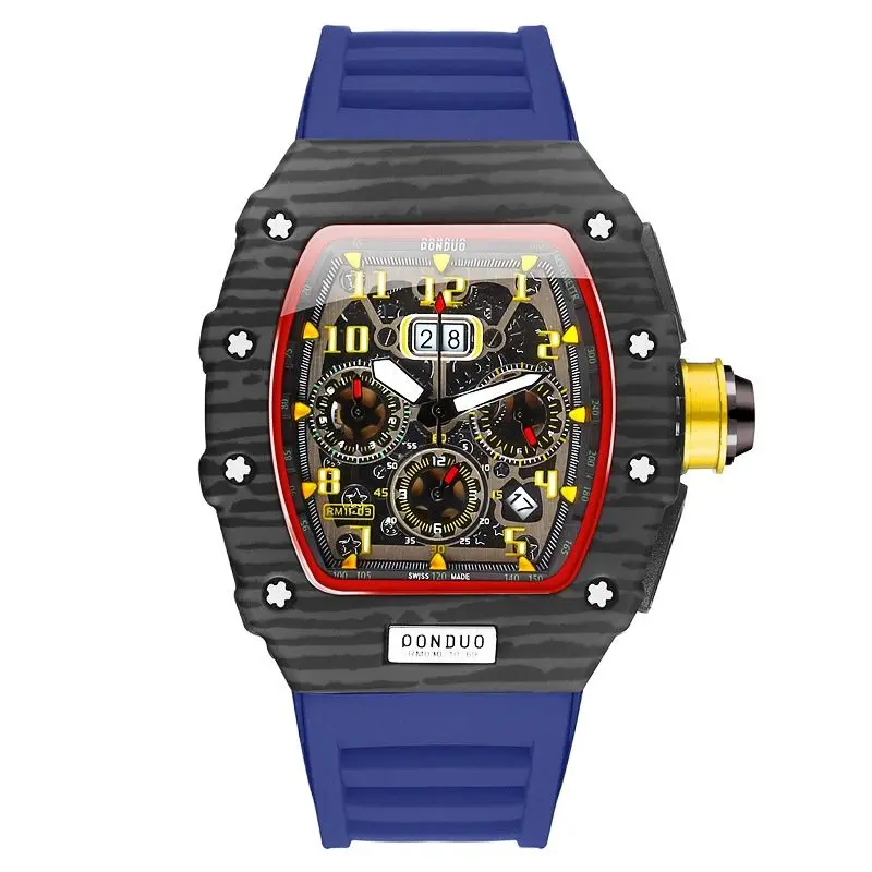 

2021 Men's Fashion Watch Richard Large Dial Multi-function Three-eye Six-hand Quartz Watch Miller Men's Sports Watch Wholesale