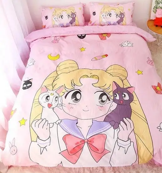 20 Kawaii аниме Чи-Би Маруко Rilakkuma Сейлор Мун постельное белье Твин Полный Королева Король один двойной размер дети девочка пододеяльник набор - Цвет: 20