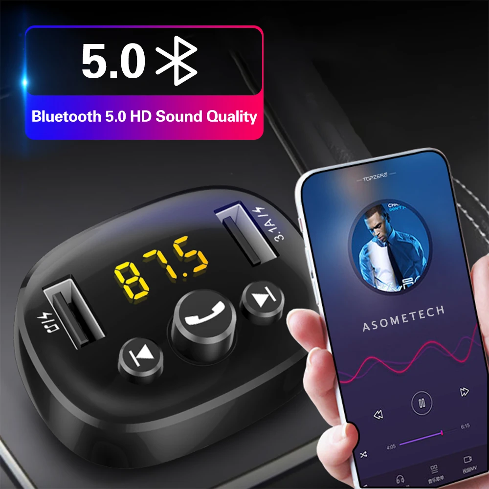 FM-трансмиттер автомобильный с поддержкой Bluetooth 5 0 и 2 USB-портами | Мобильные