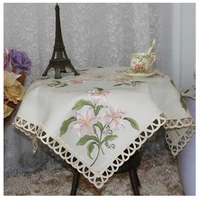 elegant satin embroidery dining table cloth towel cover square lace christmas tablecloth mantel nappe kitchen home wedding decor