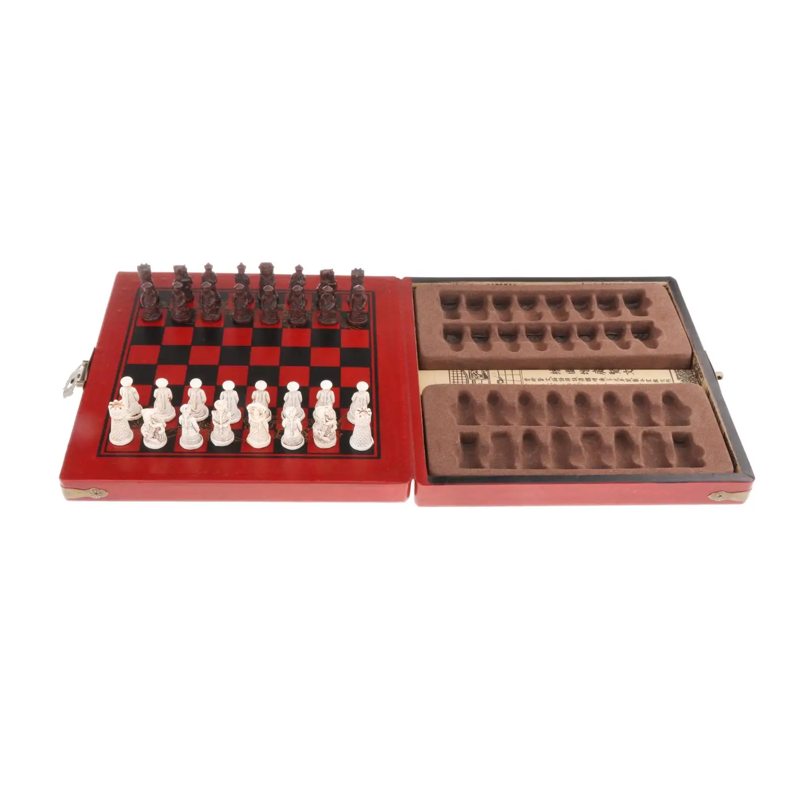 

Wooden Folding Chess Set with Crafted Chesspiece& Storage Slot for Kid Adult