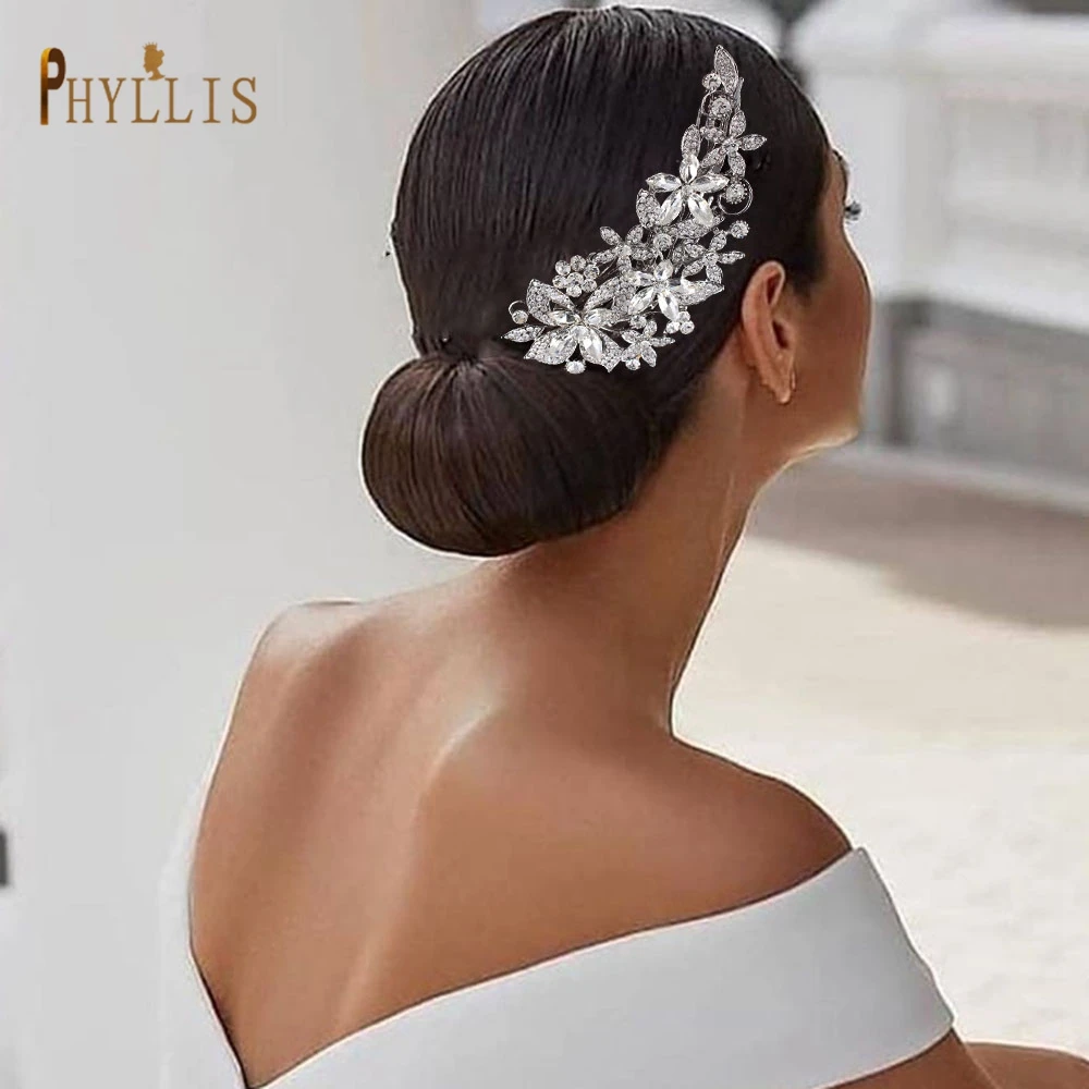 A411 Luxury Leaf Hair Comb Headband Wedding Cheap Headdress Bride Tiaras Alloy Flower Bridal Headpieces for Decoration Headwear