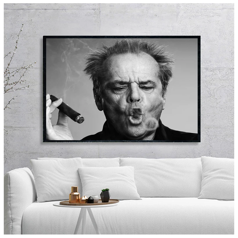 

Jack Nicholson Cigar Poster Wall Art Prints , Black and white Canvas Paintings Jack Nicholson Photo Wall Picture Art Decor
