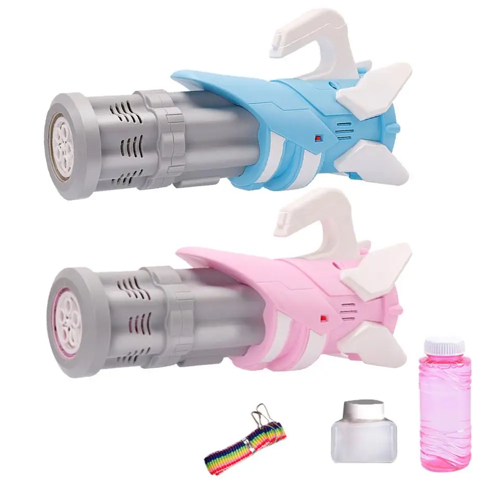 

Electric Gatling Bubble Gun With Rope Box Upgrade 5 Holes Music Light Gatling Blower Soap Bubble Machine Toy For Children Gift