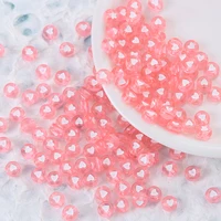 100pcslot resin round flat heart beads loose spacer beads for jewelry making diy bracelet accessories for women girls