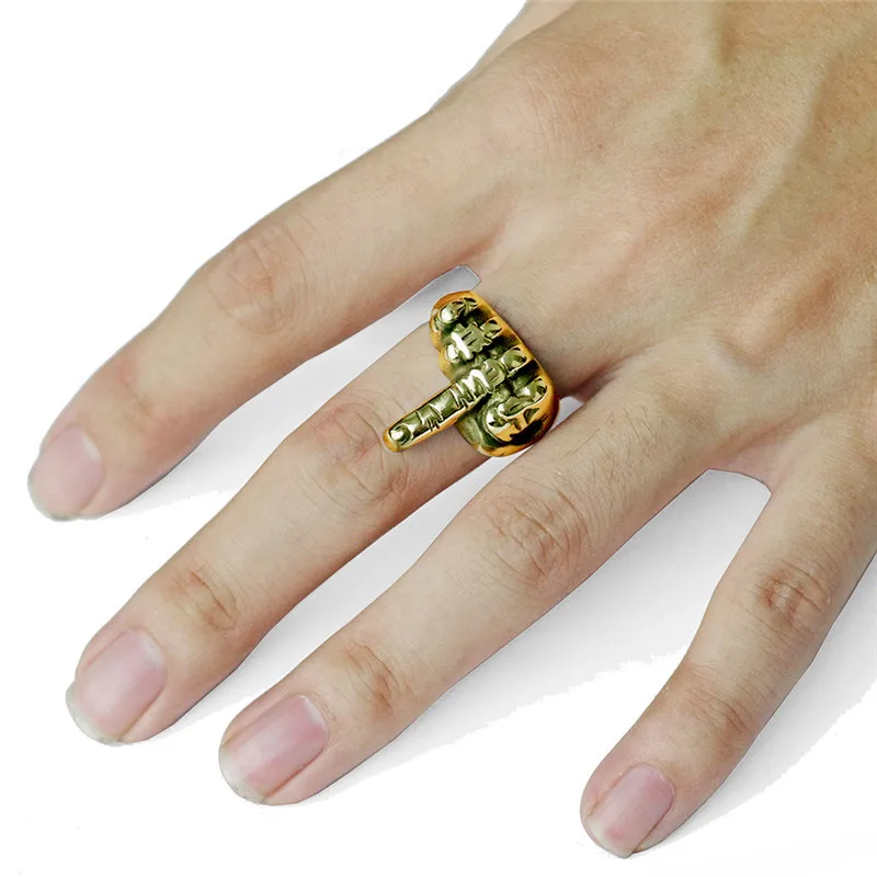 

Alloy Middle Finger Punk Rock Hip Hop Men's Ring Zinc Alloy Unique Creative Boy Fashion Jewelry Gift