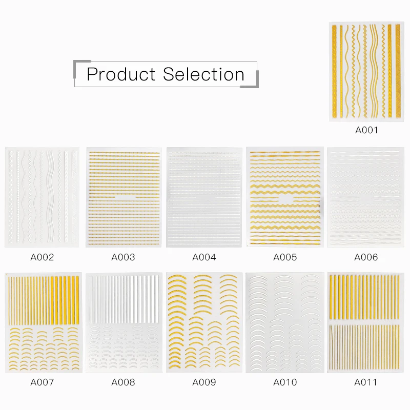 Четыре лилии 1 шт. Золотой Серебряный ноготь стикер 3D прямые изогнутые вкладыши