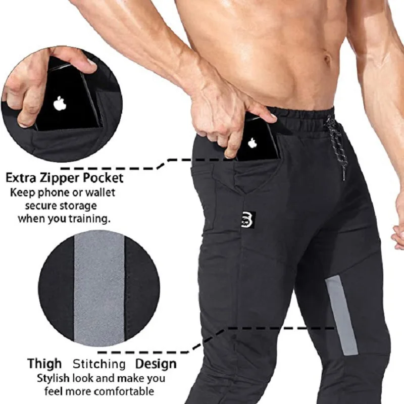 

New Cell Phone Pocket Men Pants Casual Fitness Comfortable Sportswear Joggers Tracksuit Bottoms Sell Well Tight Trousers