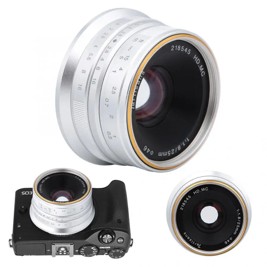 Ручная Фокусирующая линза 7artisans 25 мм F1.8 для Sony E/Canon/Fuji FX /M4/3 крепление DSLR камеры