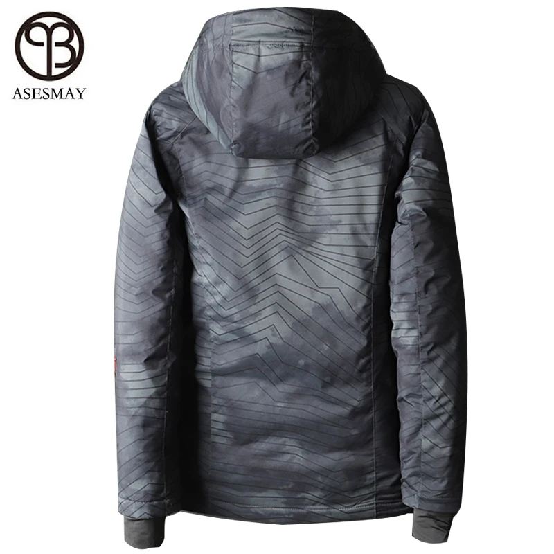 Мужской теплый пуховик с капюшоном повседневный на 2019 белом утином пуху принтом