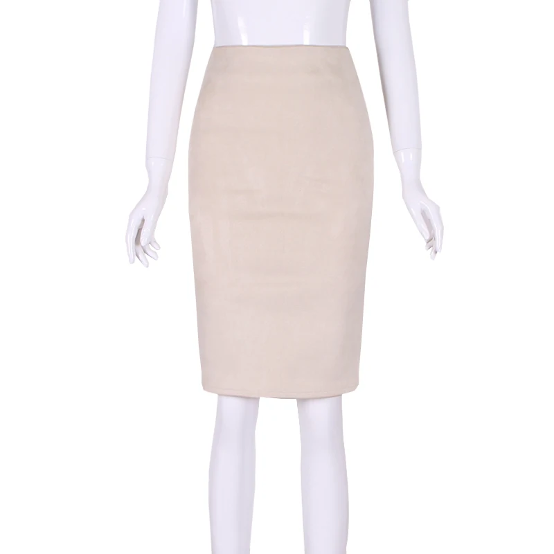 

10 colors size S M L XL 2021 Women Winter Solid Suede Multi Package Hip Pencil Midi Skirt Autumn Winter Bodycon Femininas