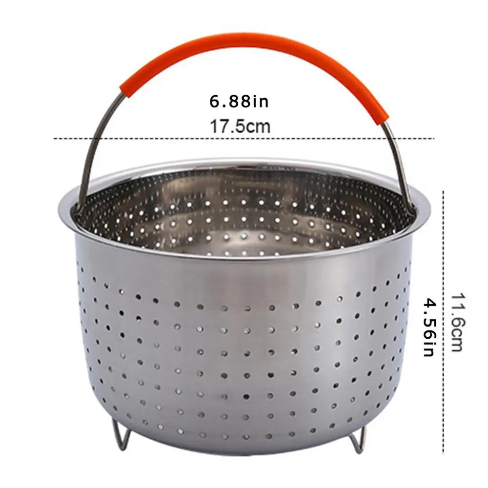 

304 Stainless Steel Steamer Basket Instant Pot Accessories for 3/6/8 Qt Instant Pot Pressure Cooker with Silicone Covered Handle