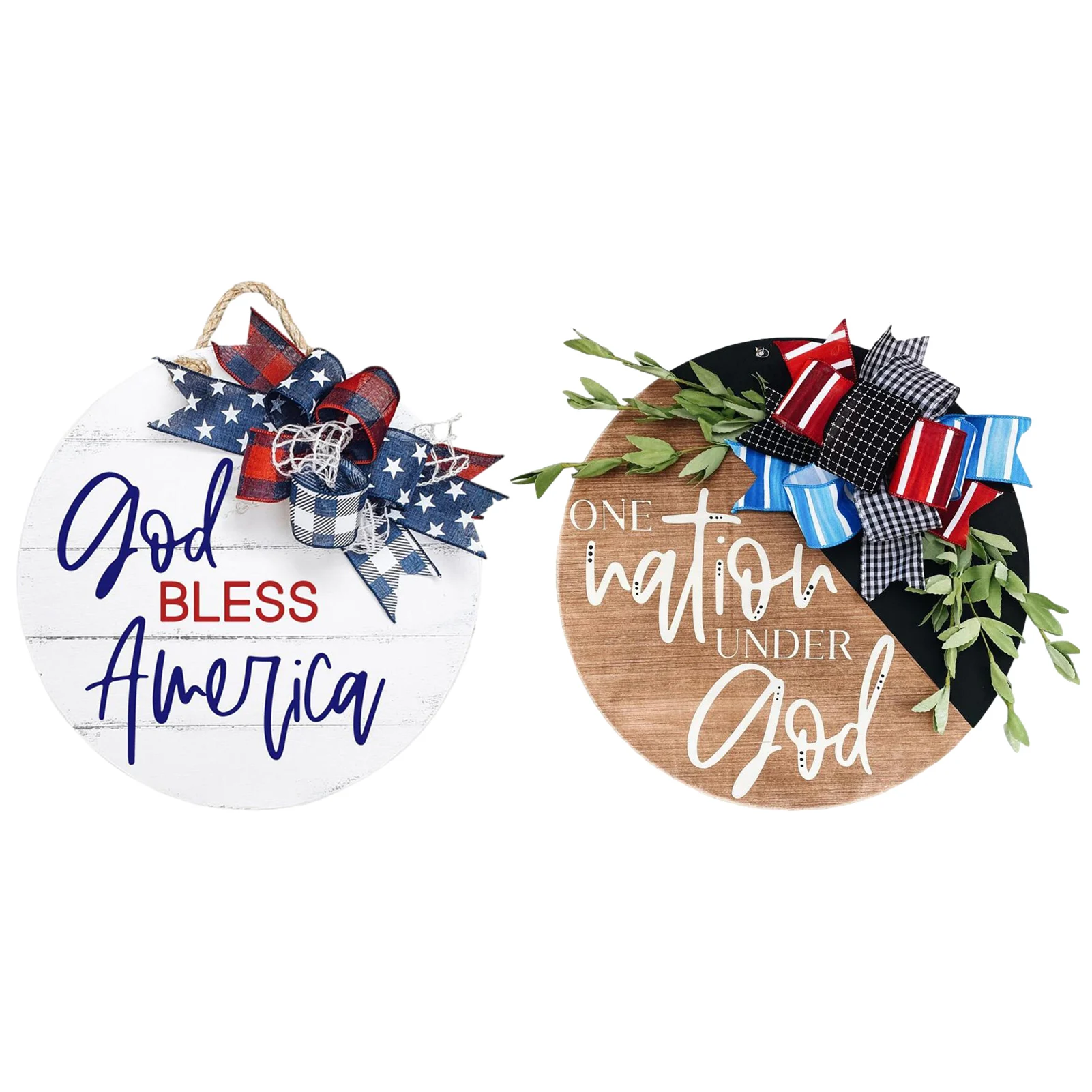 

Independence Day Wooden Round Sign With Tape Wall Pendant Window Door Hanging Ornamnet Craft Home Decoration Gift