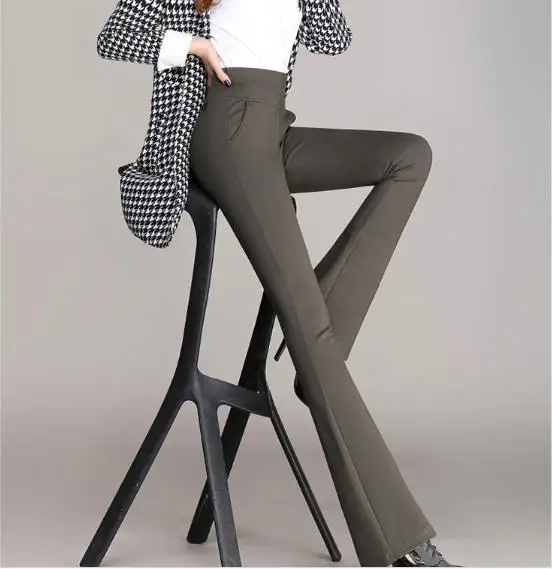 Брюки-Капри с высокой талией для женщин деловые брюки большого размера офиса