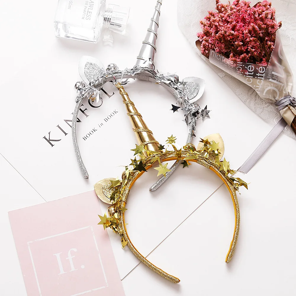 

Unicorn sliver golden cat ear head bands for kids party hair decoration ornament new 2020 hair accessories for children