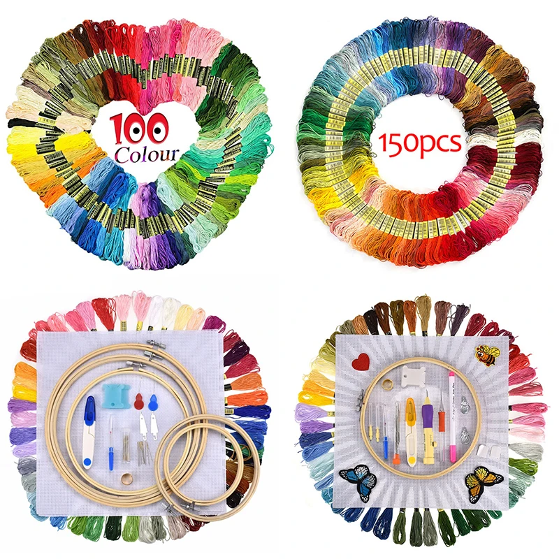 Нить для вышивки крестом радужной расцветки 100 шт. нитки шитья женщин инструмент