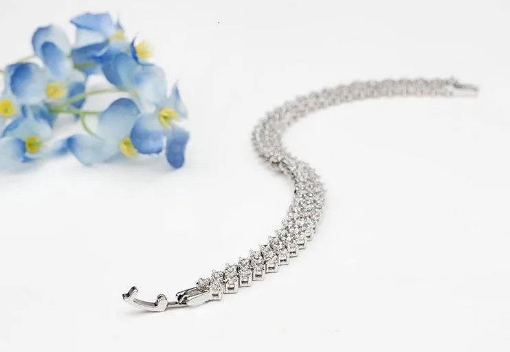 LUOTEEMI, высокое качество, прозрачный AAA кубический цирконий, белый, золотой цвет, Римский дизайн, браслет для женщин, бразильский медный браслет