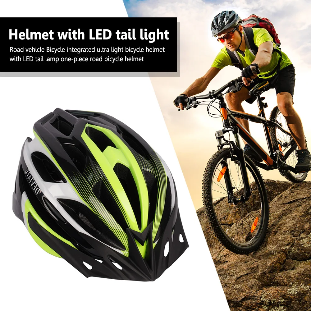 

Ultralight Road Bike Helmets with LED Tail Light One Piece Bicycle Cycling Helmet Safety Riding Equipment for Adults Men Women