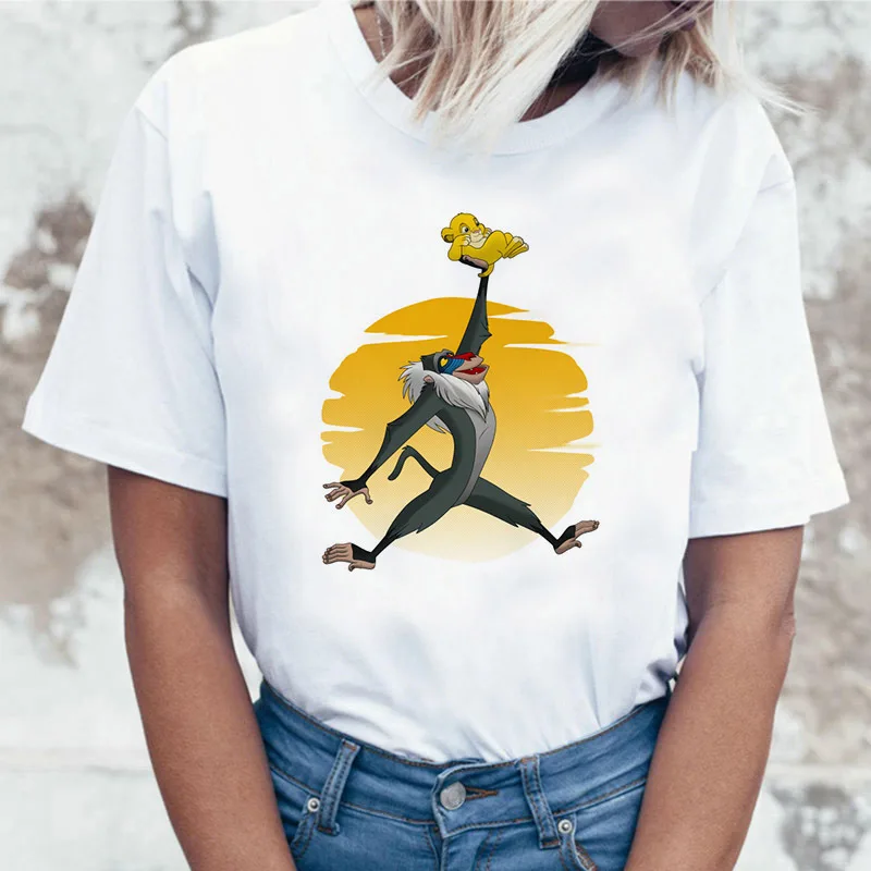Забавная рубашка хакуна матата Женская Harajuku Ullzang The Lion King кавайная футболка Femme летняя футболка Модный Топ Футболка женская футболка