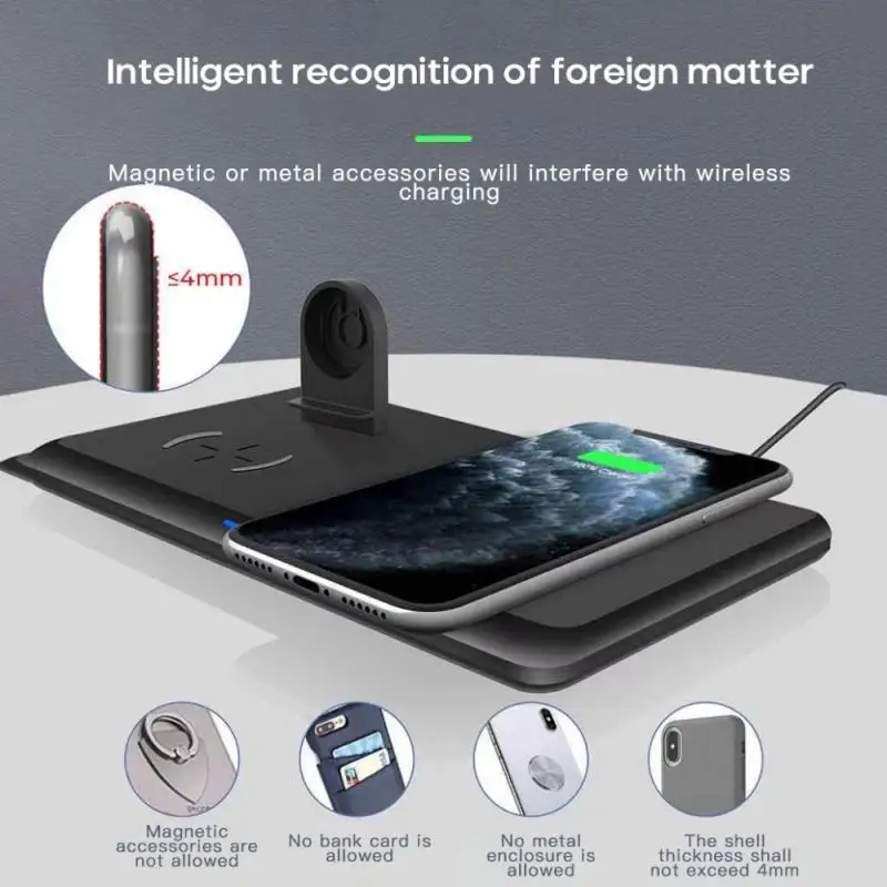 

15W Fast Qi Wireless Charger Stand For IPhone 12 11 XS XR X 8 3 In 1 Charging Dock Station For Apple Watch 6 5 4 3 2 Airpods Pro