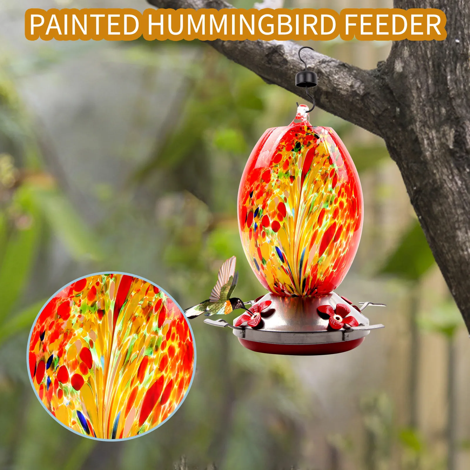 

New Bird Feeder Hummingbird Water Feeder Flower Bird Feeder Painted Glass Hummingbird Feeder birds accessoires