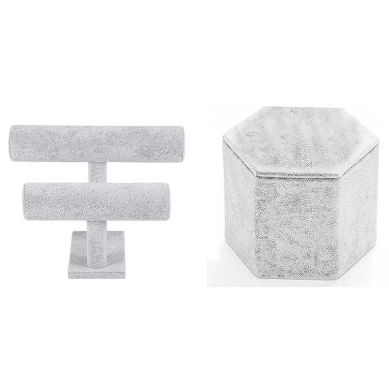 

Jewelry Display Stand T-Shape Bracelet Holder & Earrings Necklace Display Rack Jewelry Storage Box Ring Rack