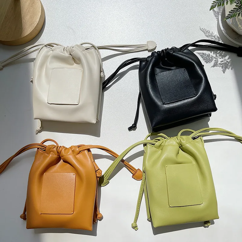 

Summer bag women's fashion trend messenger bag solid color shoulder bag macaron color drawstring fold mobile phone bag