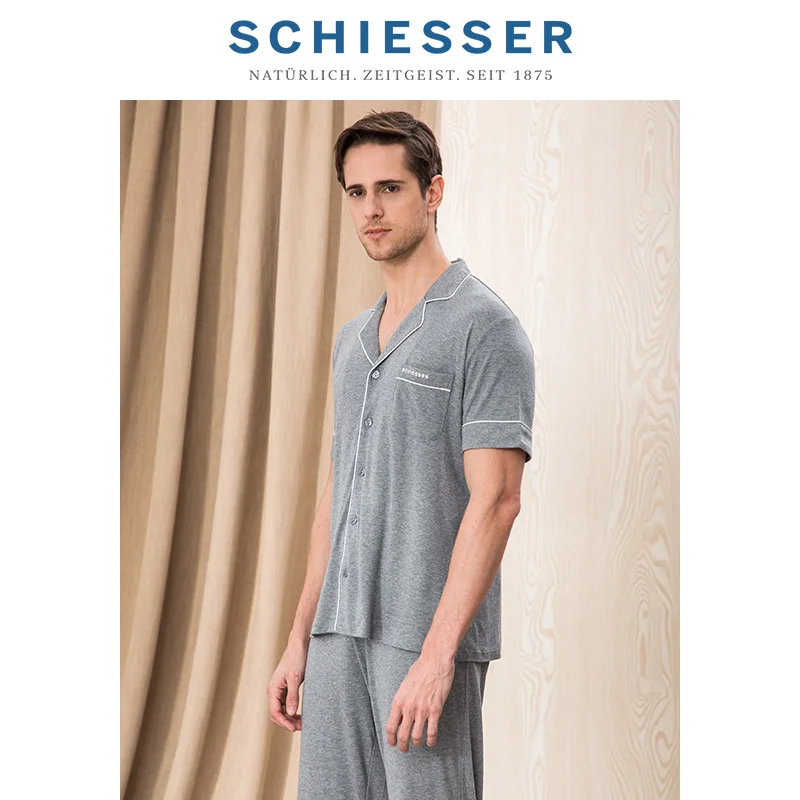 SCHIESSER Men's cotton modal breathable short-sleeved trousers home suit E5/17016H