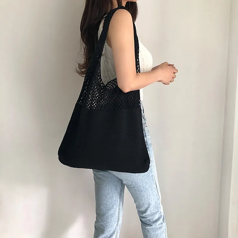

Casual Hollow Woven Womens Braid Handbags Shoulder Bags Baguette Bag Beach Bag Large Capacity Tote Summer Handbag