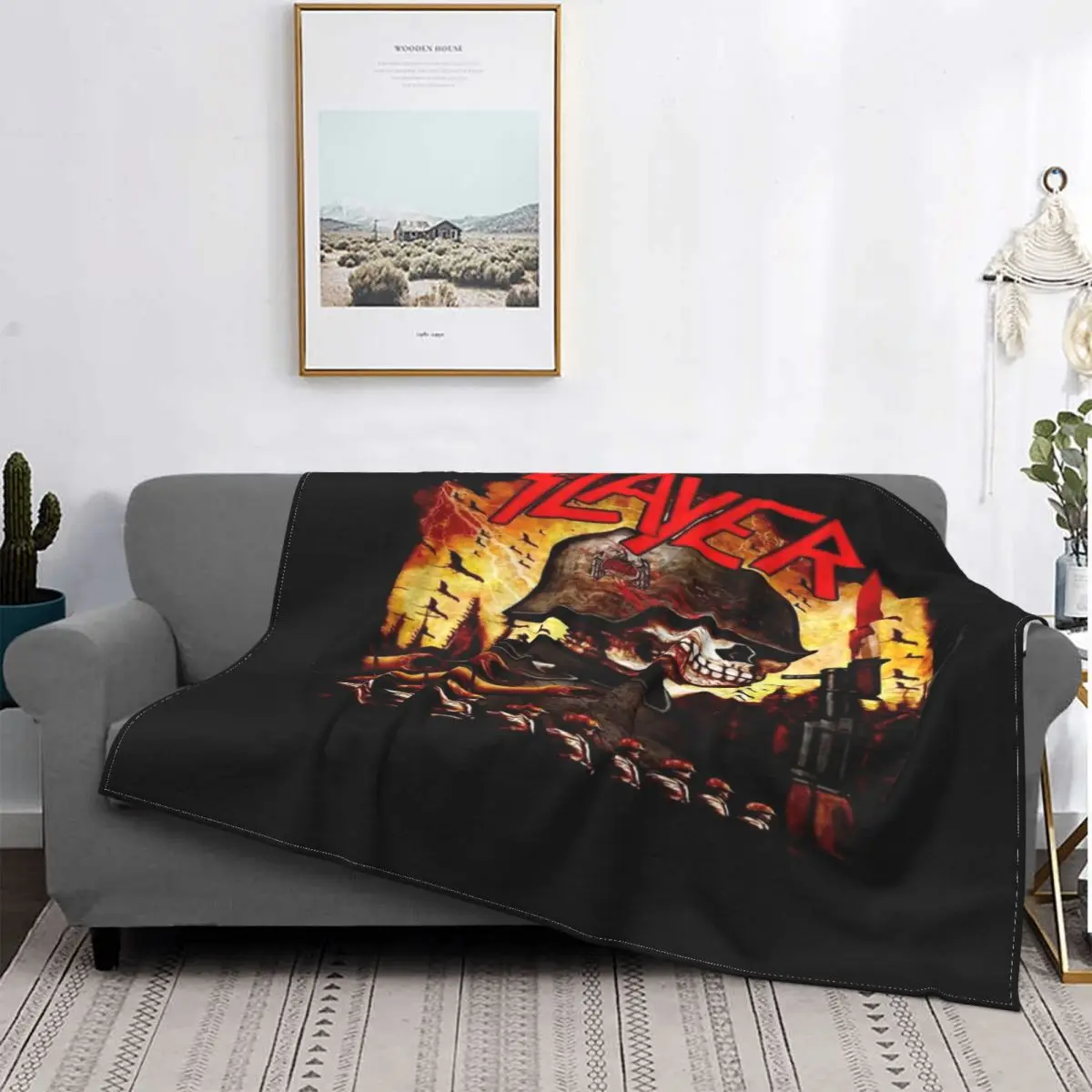 

Группа Slayer-Manta de ropa de cama a cuadros с изображением робота, manta de forro polar para la playa, toalla de lujo, 4 единицы