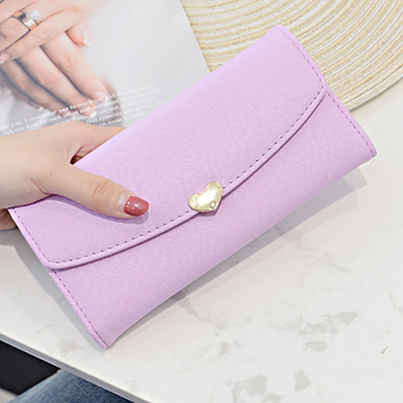 

MONNET CAUTHY Autumn New Female Wallets Concise Fashion Multi-card Slot Tri-fold Long Wallet Solid Color Purple Pink Brown Purse