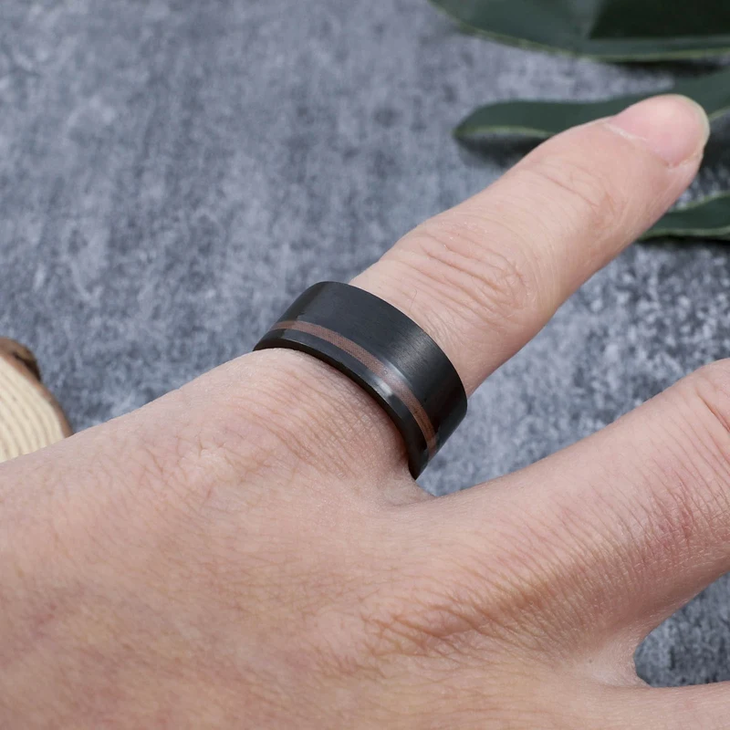 8 мм черные кольца из нержавеющей стали инкрустация Гавайская КоА дерево и