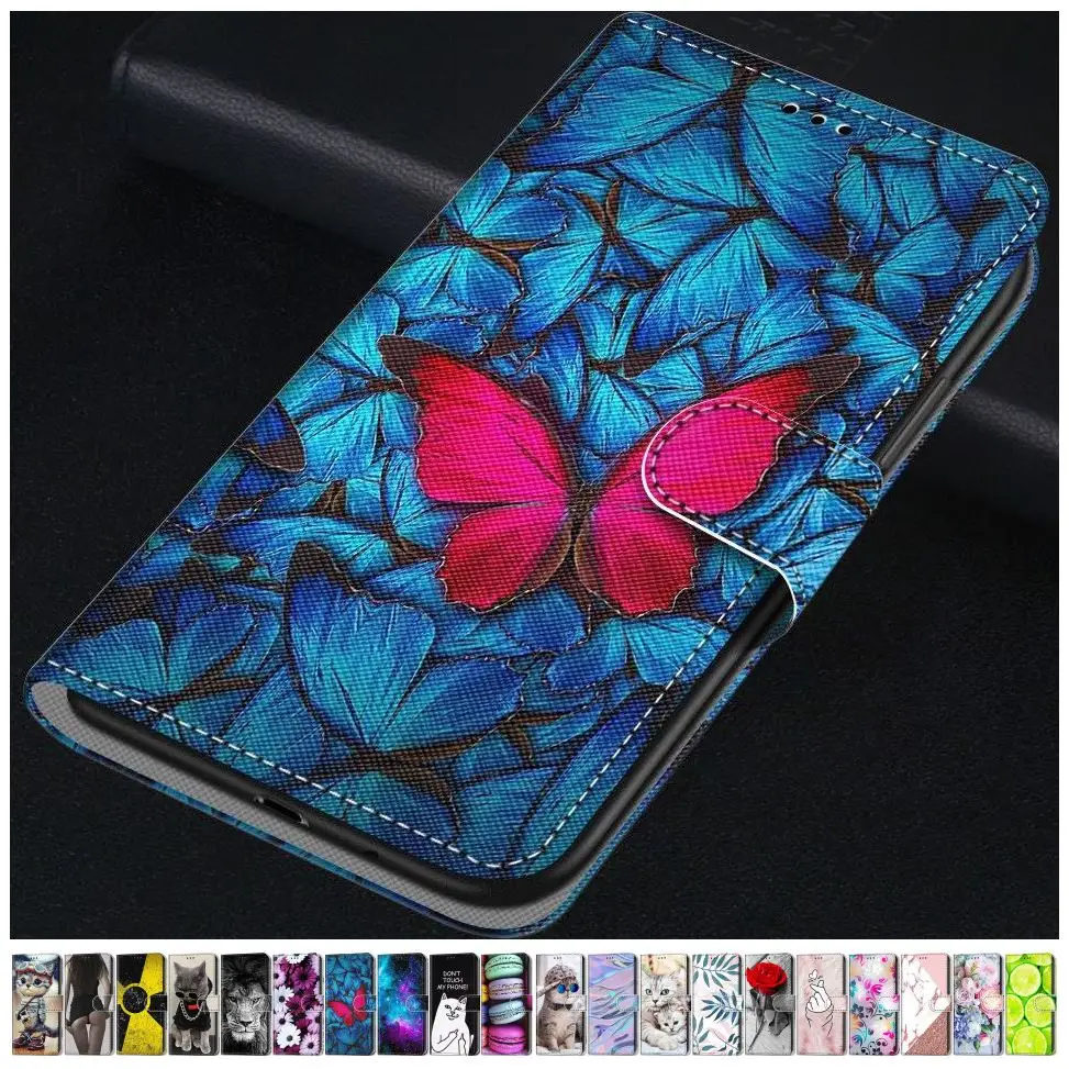 

Fashion Printed Leather Holster For Case Alcatel 3L 2020 1S 2020 1SE 2020 Flip Wallet Cover Card Pocet Stand Case Phone Bag D08F