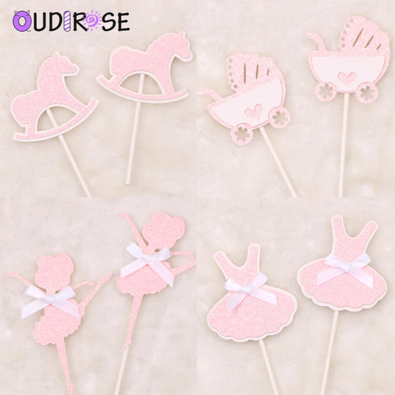 OUDIROSE 5 шт. розовое украшение для именинного торта девочек бантик отпечаток пальца