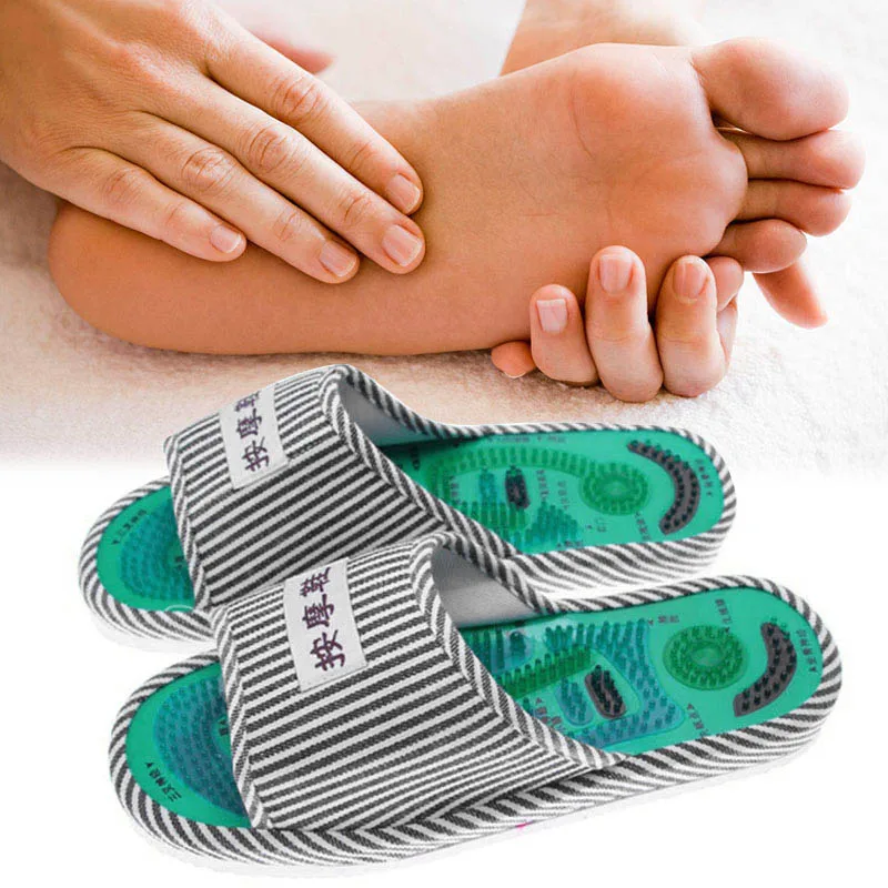 Массажные шлепанцы полосатые рефлексотерапевтические акупунктурные сандалии