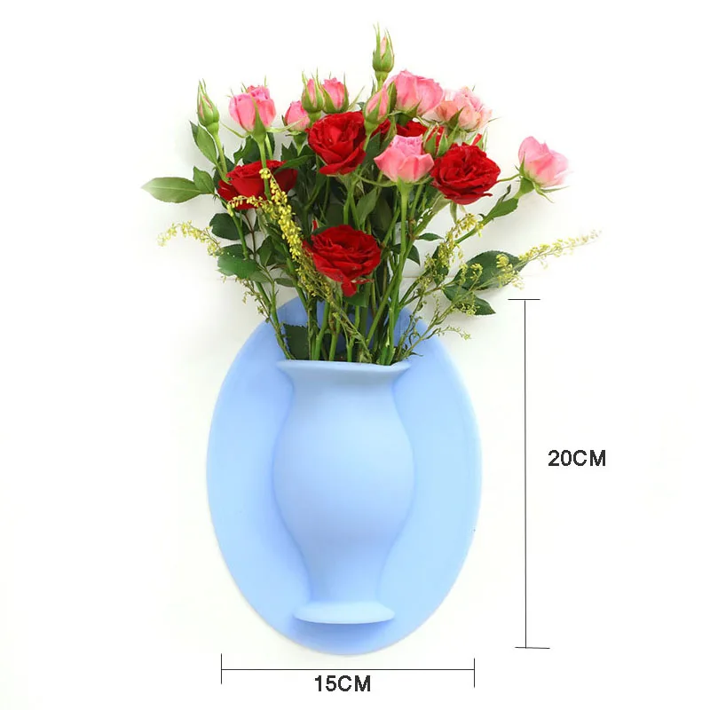 Силиконовая настенная ваза на холодильник, окно, без следов, вазы, наклейка, волшебный цветок, растение, контейнер для украшения дома